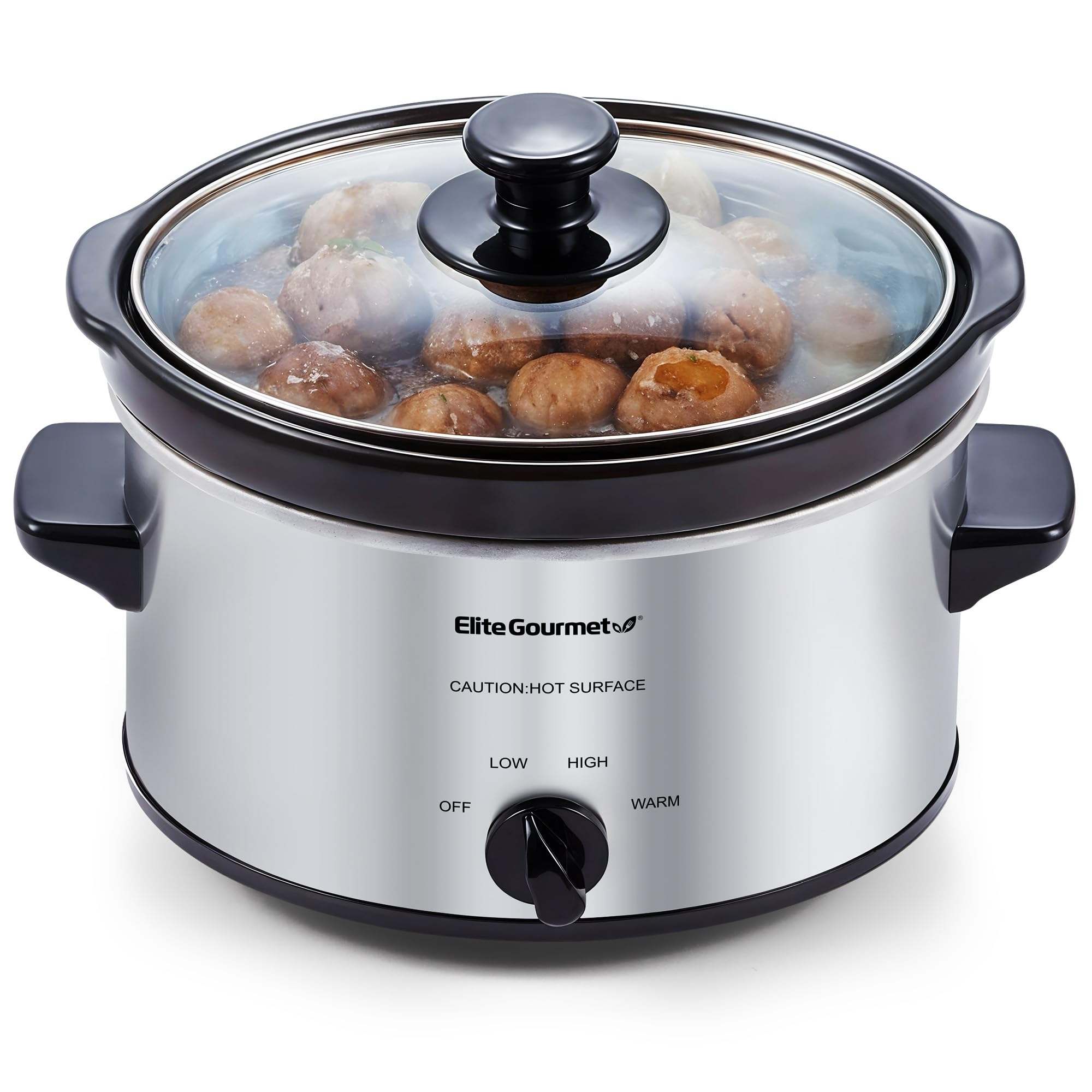 Mijoteuse ovale Elite Gourmet 2 pintes en acier inoxydable, modèle MST-275XS